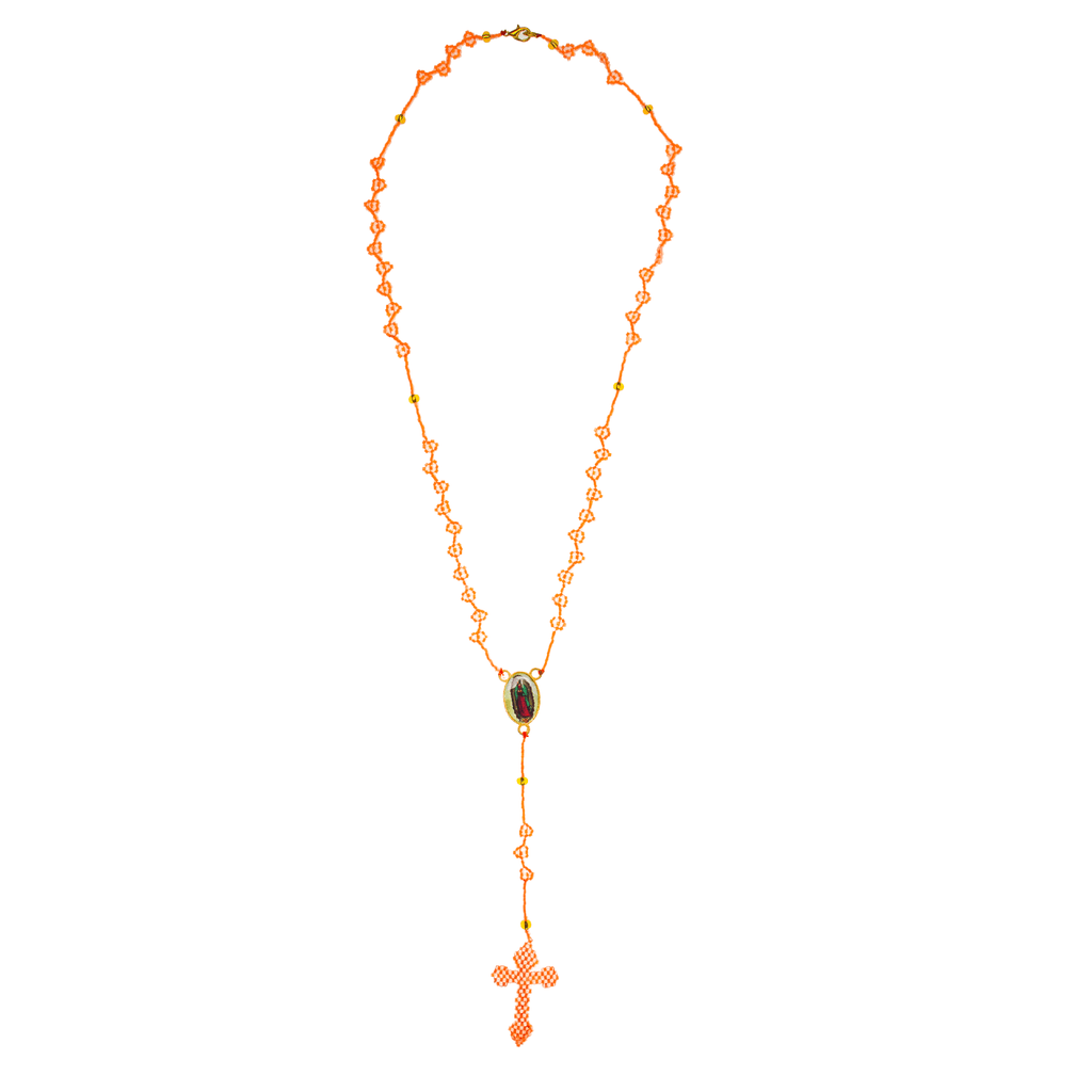Thalia Beaded Rosary in Neon Orange - Josephine Alexander Collective