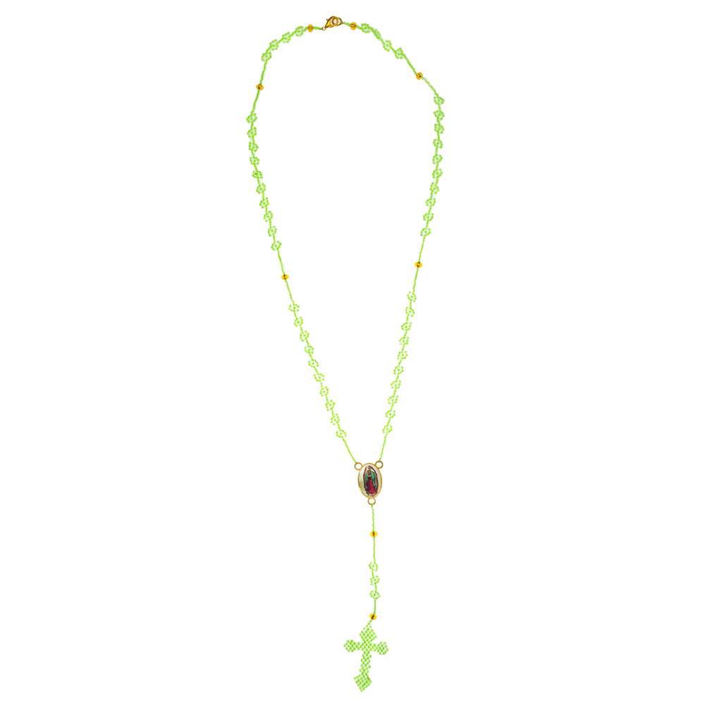 Thalia Beaded Rosary in Neon Green - Josephine Alexander Collective