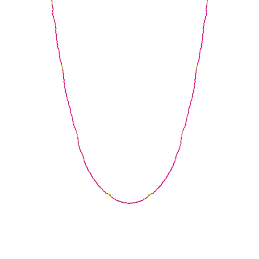 Long Beaded Necklace in Neon Pink - Josephine Alexander Collective