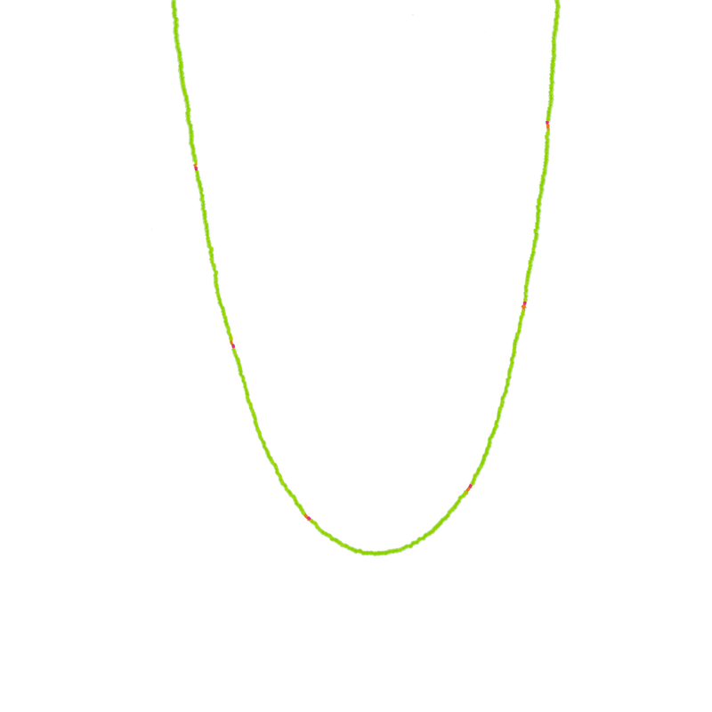 Long Beaded Necklace in Neon Green - Josephine Alexander Collective