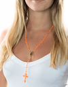 Thalia Beaded Rosary in Neon Orange - Josephine Alexander Collective