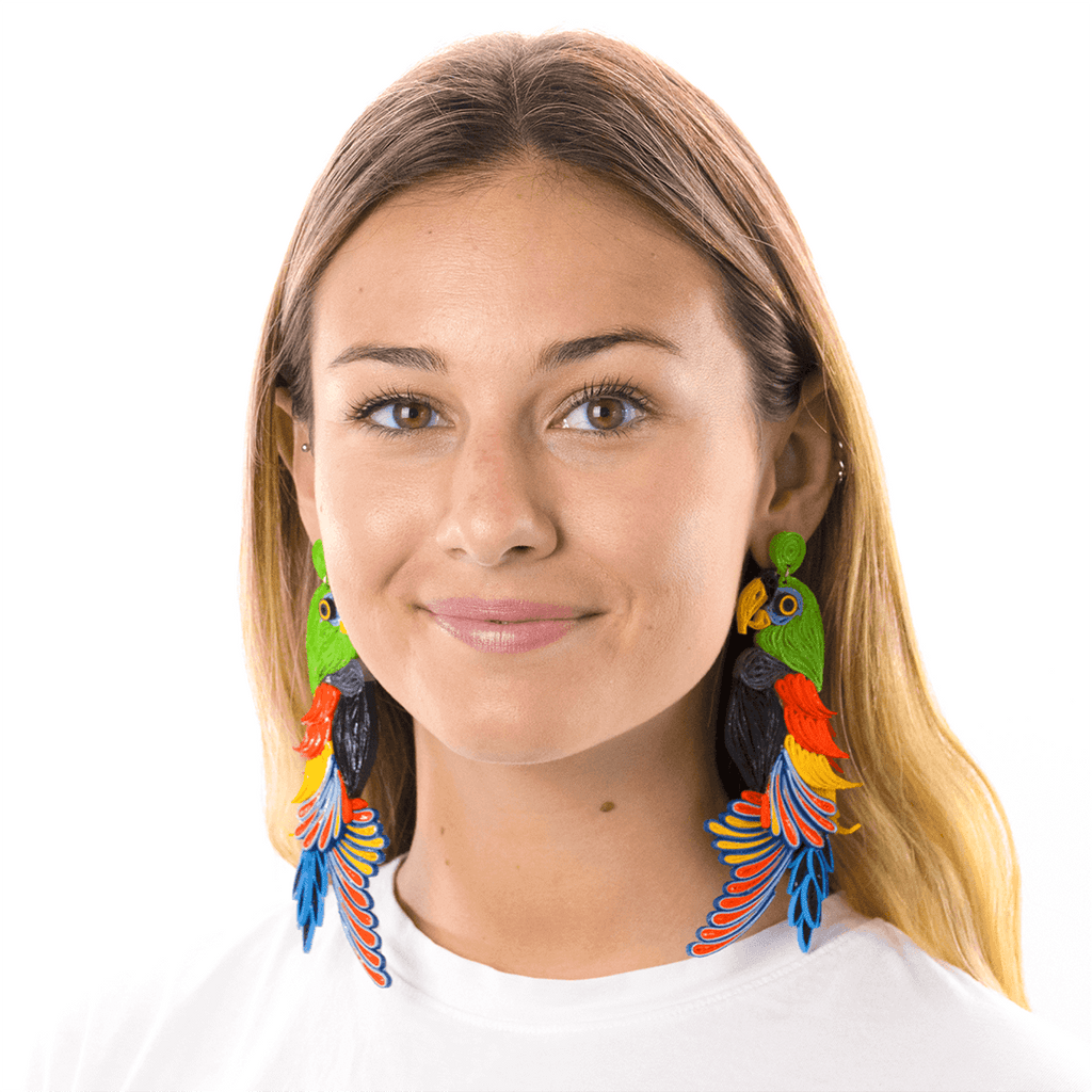 Large Parrot Quilled Earrings - Josephine Alexander Collective