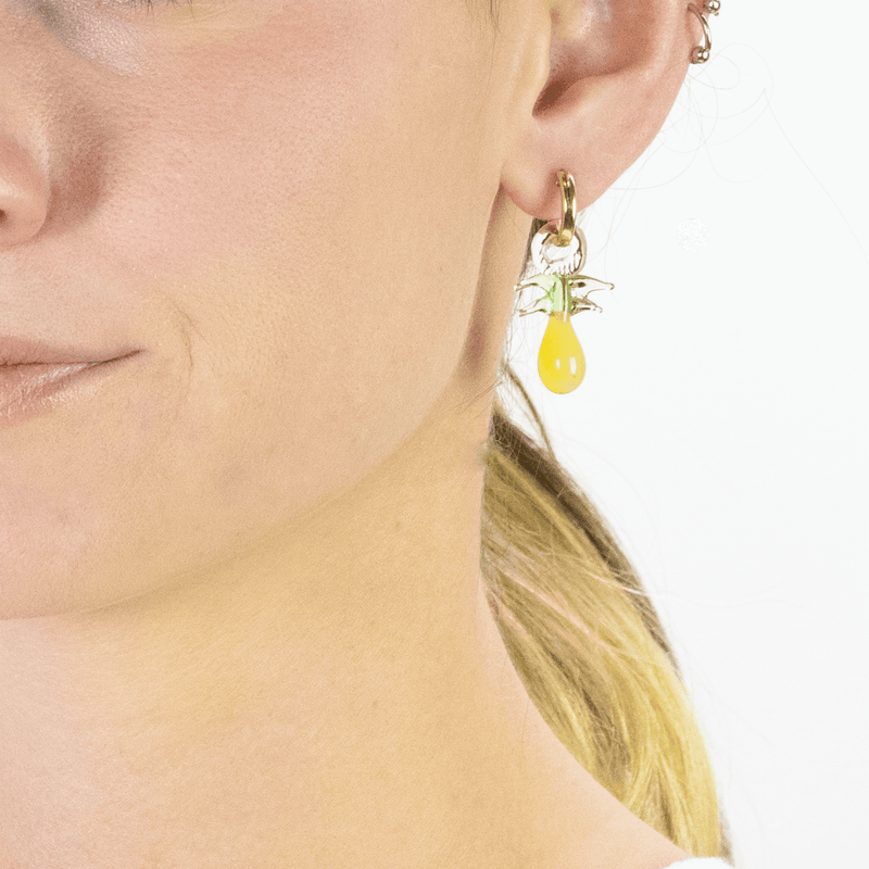 Blown Glass and Gold Hoops - Pineapple - Josephine Alexander Collective