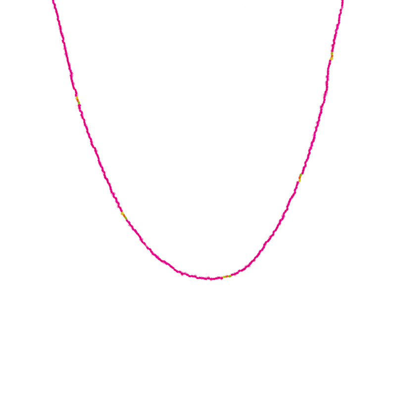 Midlength Beaded Necklace in Neon Pink - Josephine Alexander Collective