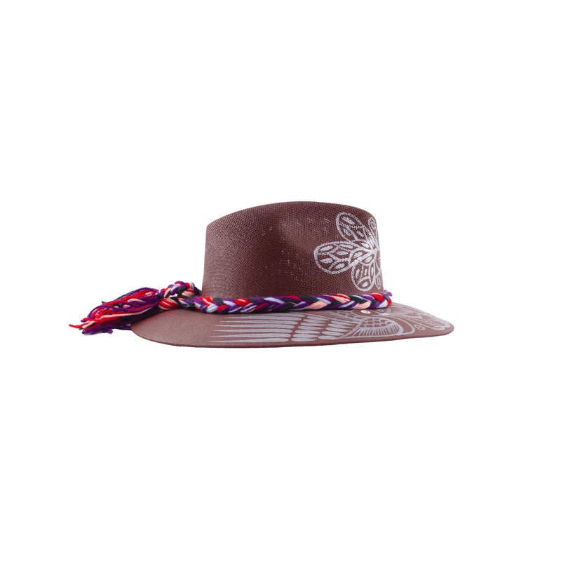 Carmen Hand-painted Hat - Burgundy and Silver - Josephine Alexander Collective