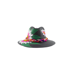 Carmen Hand- Painted Hat - Black with White/Hot Pink Sunflower - Josephine Alexander Collective