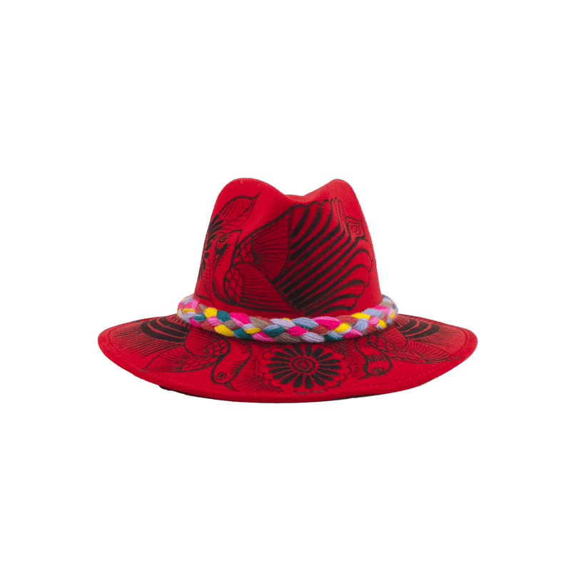 Carmen Felt Hat - Red and Black - Josephine Alexander Collective