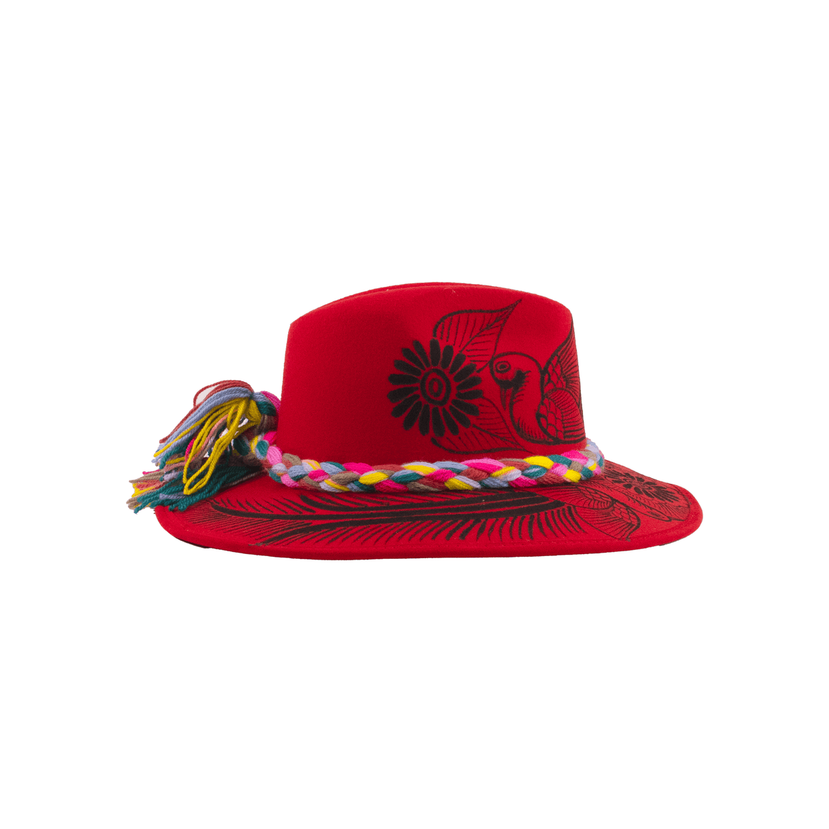 Carmen Felt Hat - Red and Black - Josephine Alexander Collective