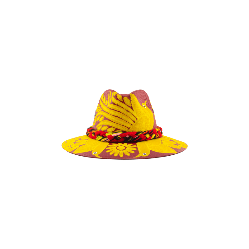Carmen Hand- Painted Hat - Red and Yellow Birds - Josephine Alexander Collective