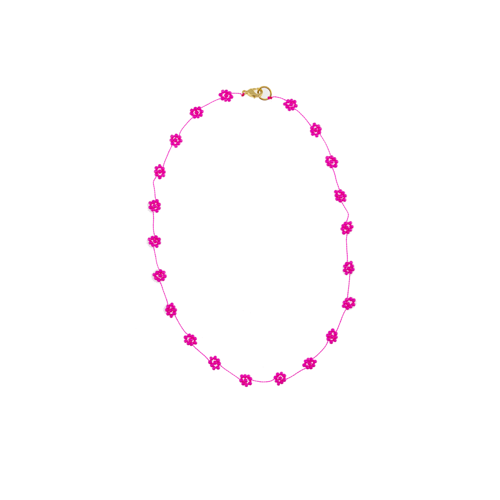Daisy Chain Necklace in Hot Pink - Josephine Alexander Collective