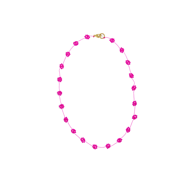 Daisy Chain Necklace in Hot Pink - Josephine Alexander Collective