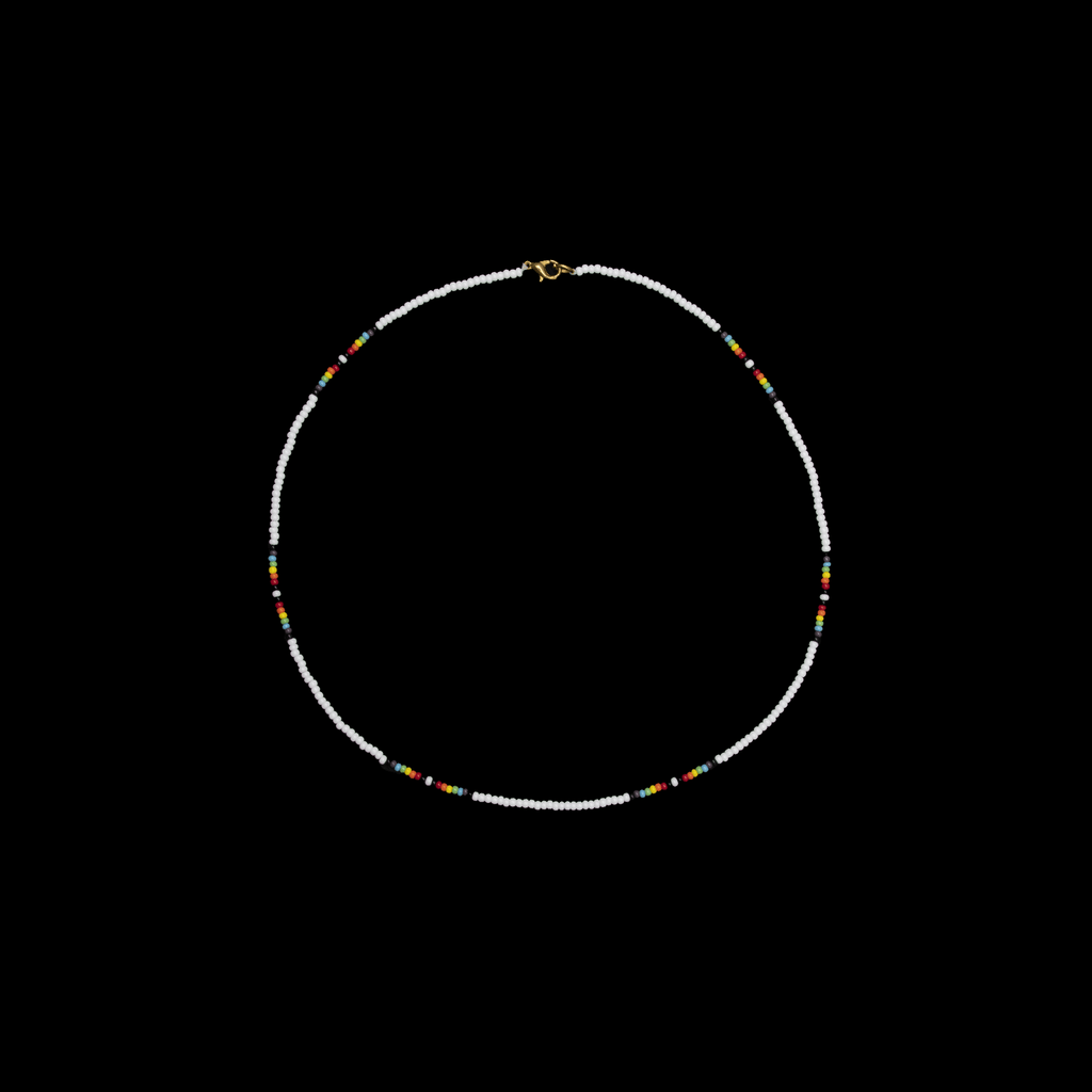 Short Beaded Necklace- White Rainbow - Josephine Alexander Collective