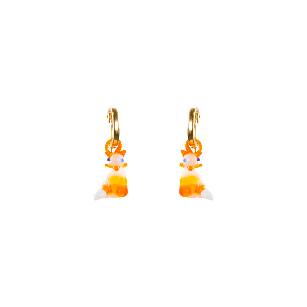 Blown Glass and Gold Hoops - Kitty Cat - Josephine Alexander Collective