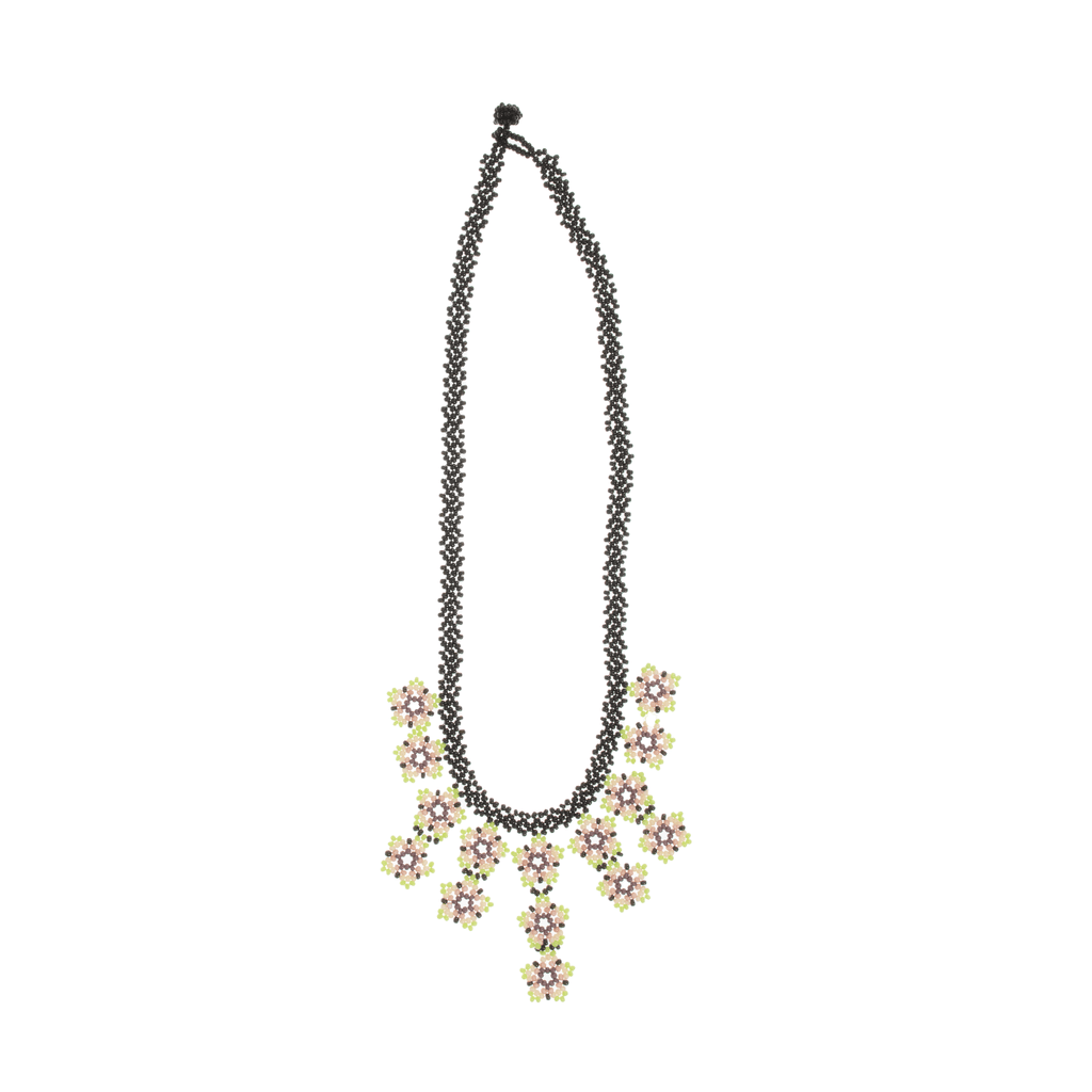 Flower Tile Necklace in Mint, Violet and Black - Josephine Alexander Collective