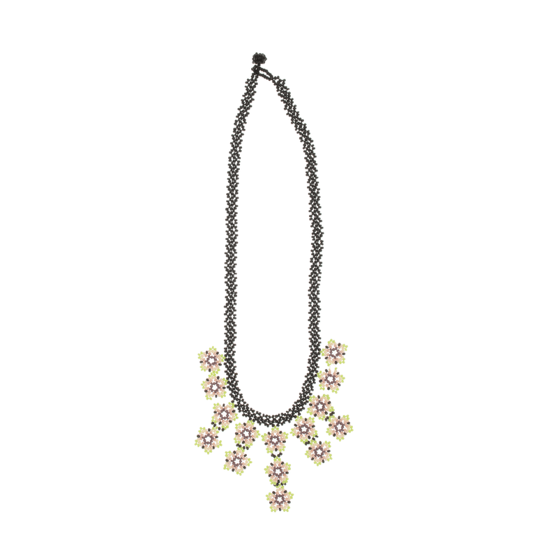 Flower Tile Necklace in Mint, Violet and Black - Josephine Alexander Collective