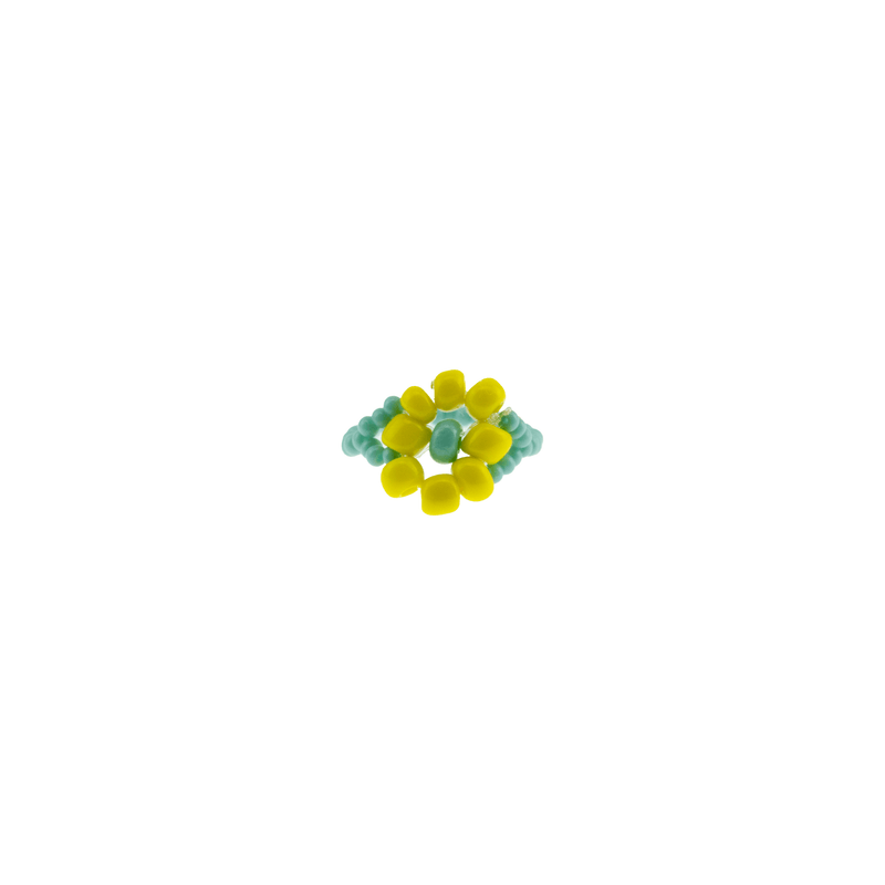 Large Daisy Ring in Yellow and Turquoise - Josephine Alexander Collective