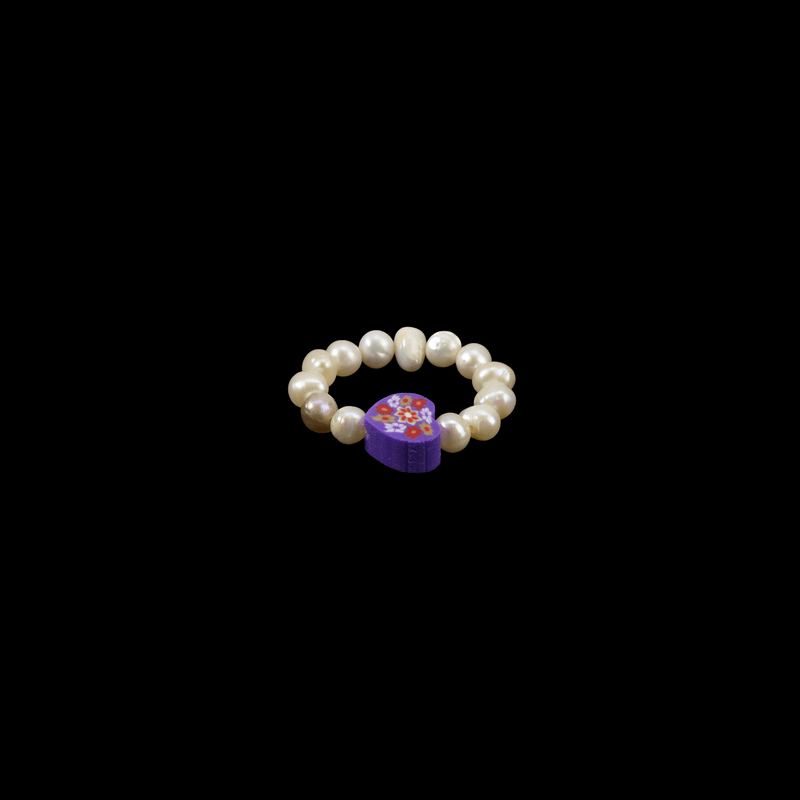 Charm Ring - Pearl + Purple Heart - Josephine Alexander Collective