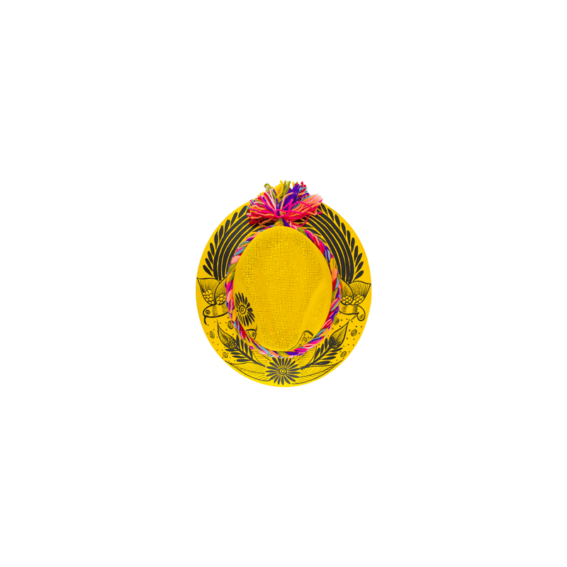 Carmen Hand- Painted Hat -  Yellow and Black Bird - Josephine Alexander Collective