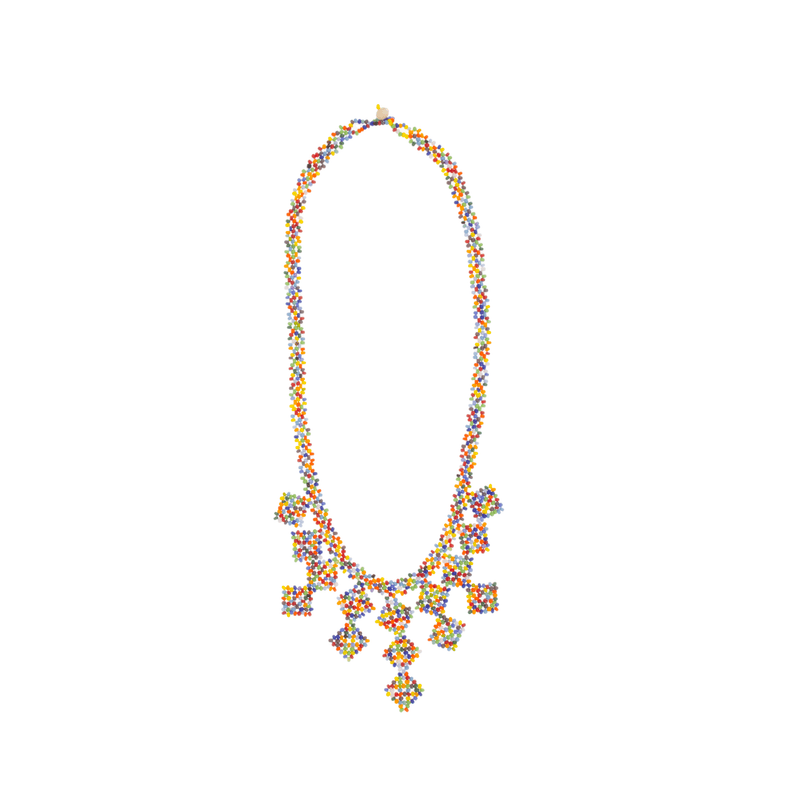 Beaded Tile Necklace in Confetti - Josephine Alexander Collective