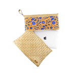 Mauritius Straw Clutch in Peach and Blue Flowers - Josephine Alexander Collective
