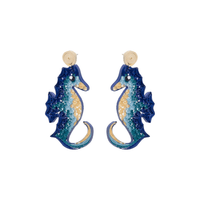 Bahama Blue Seahorse Quilled Earrings - Josephine Alexander Collective