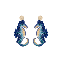 Bahama Blue Seahorse Quilled Earrings - Josephine Alexander Collective