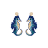 Bahama Blue Seahorse Quilled Earrings - Josephine Alexander Collective