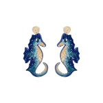 Bahama Blue Seahorse Quilled Earrings - Josephine Alexander Collective