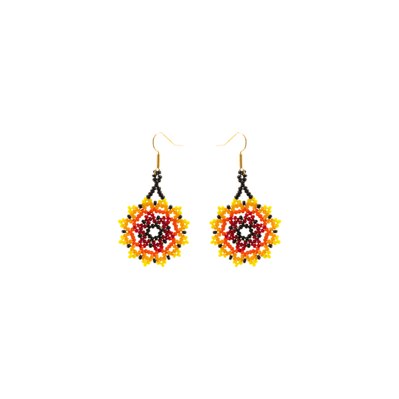 Sun Dial Earrings in Yellow, Orange, Red and Black - Josephine Alexander Collective