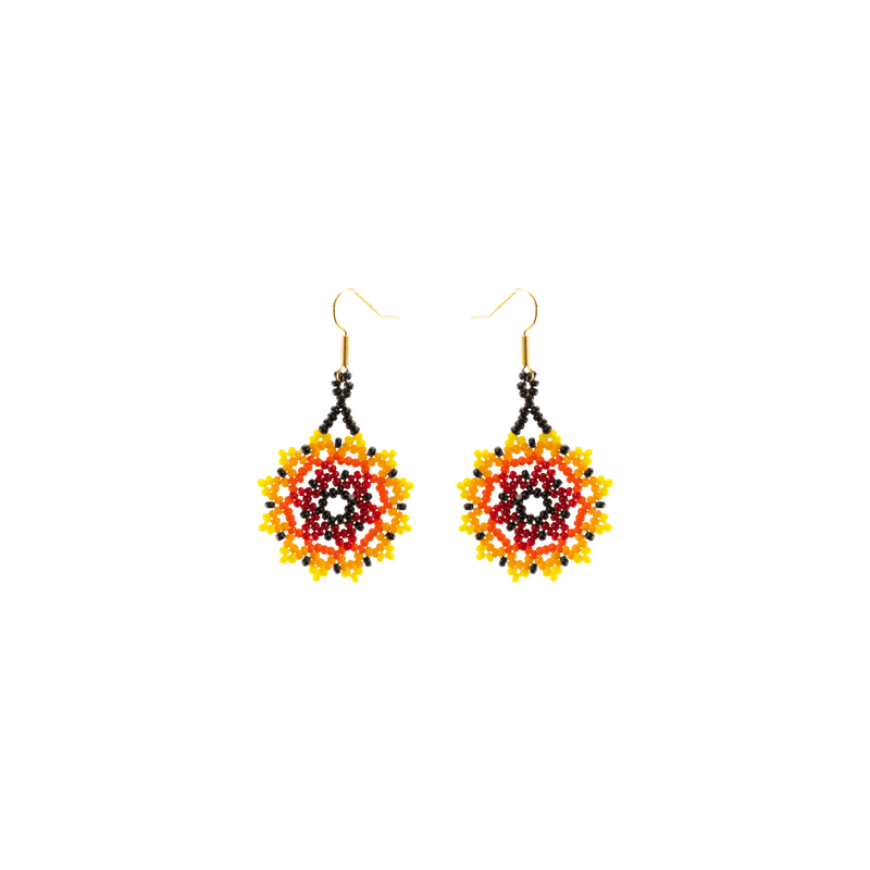 Sun Dial Earrings in Yellow, Orange, Red and Black - Josephine Alexander Collective