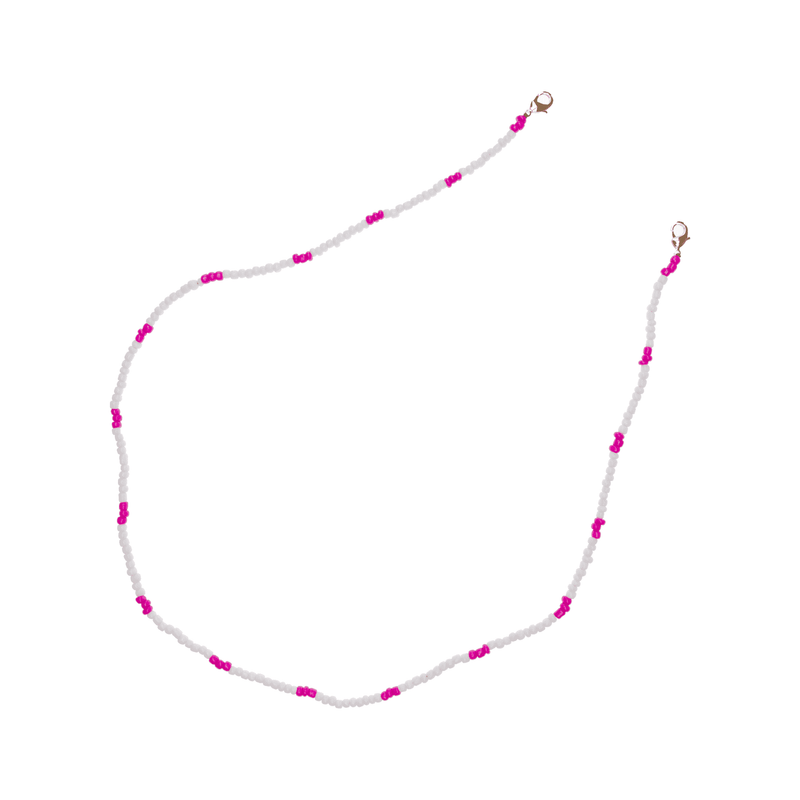 Seed Bead Mask - White and Pink - Josephine Alexander Collective
