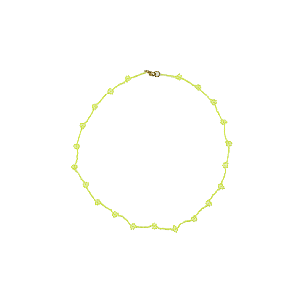 Beaded Daisy Necklace in Neon Yellow - Josephine Alexander Collective