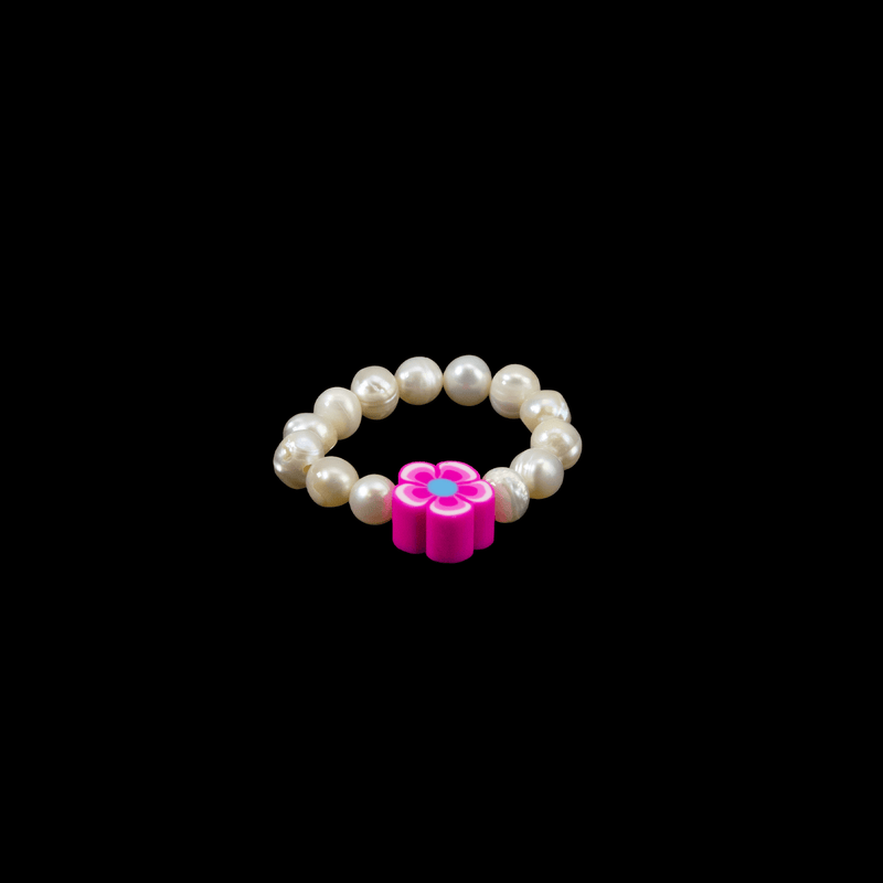 Charm Ring - Pearl + Pink Flower - Josephine Alexander Collective