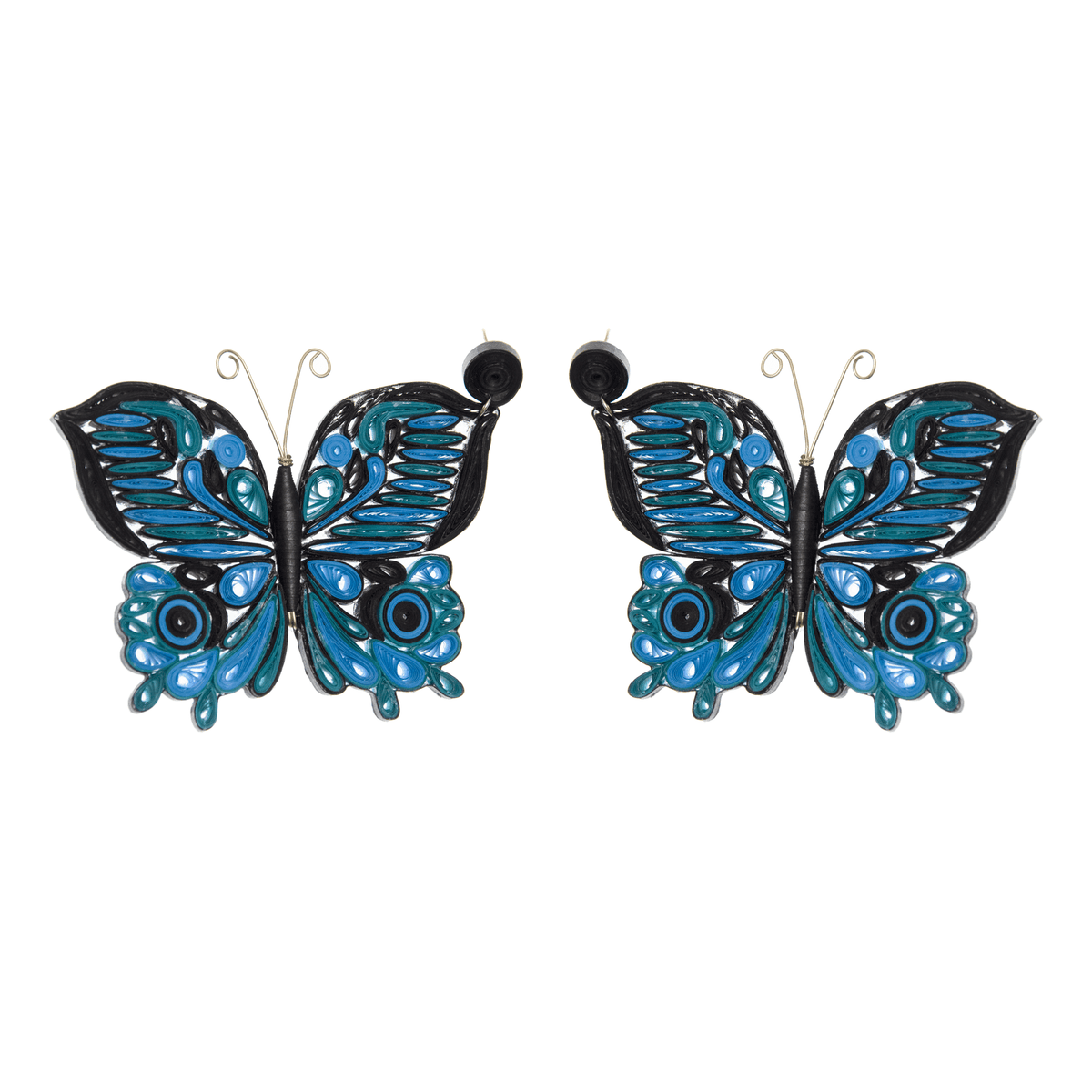 Royal Blue Butterfly Quilled Earrings - Josephine Alexander Collective