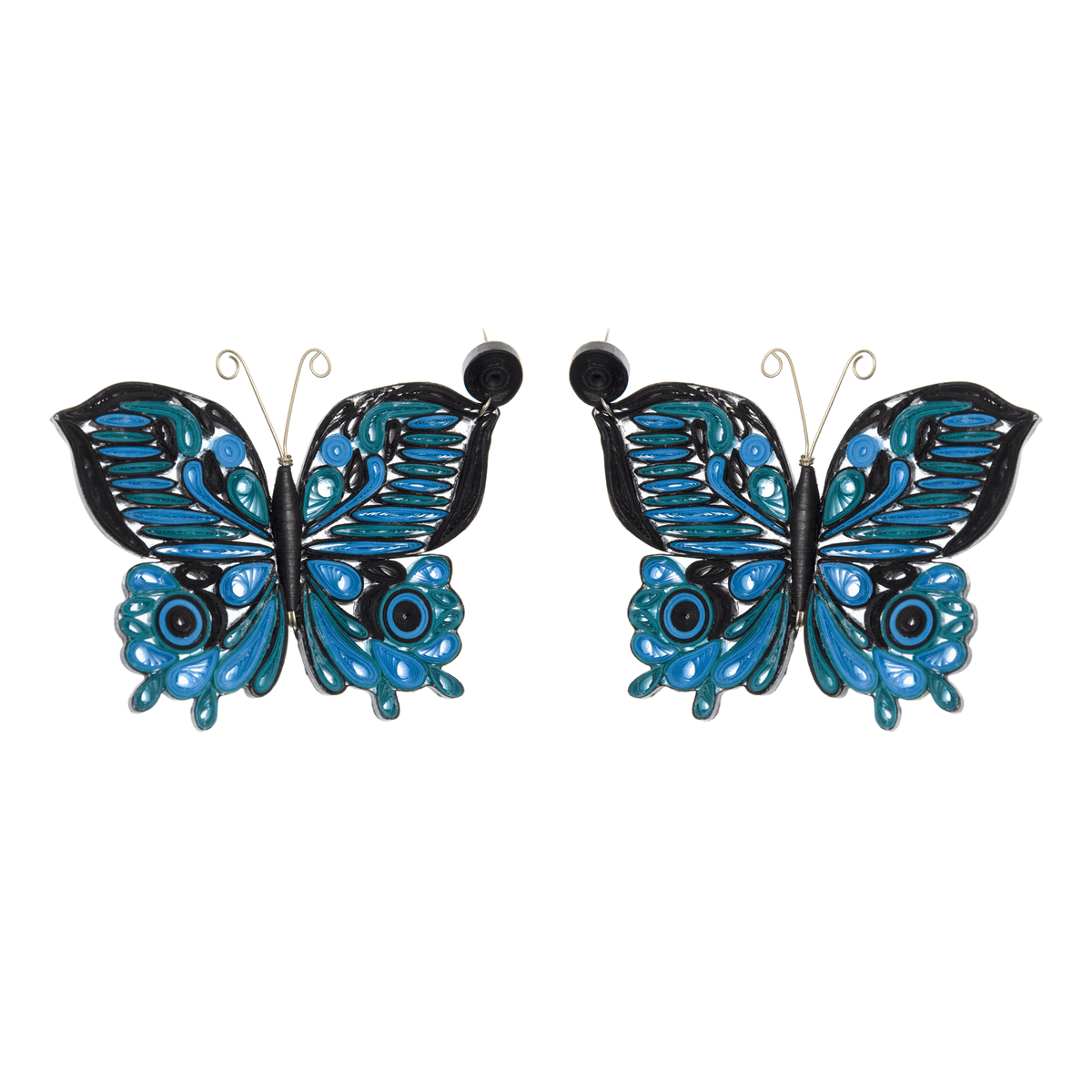 Royal Blue Butterfly Quilled Earrings - Josephine Alexander Collective