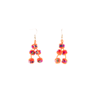 Mini Pom Earrings Bright Orange Confetti - Josephine Alexander Collective