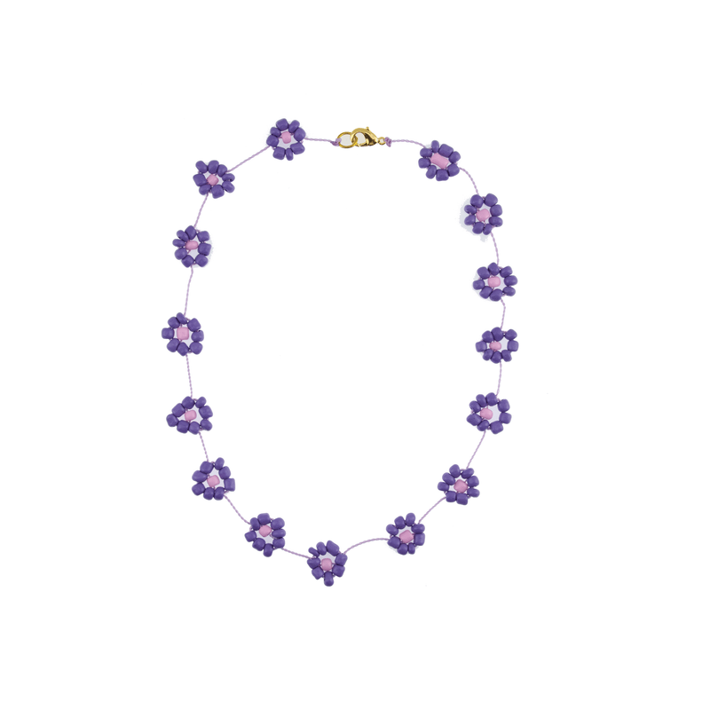 Large Daisy Chain Necklace Lavender and Pink - Josephine Alexander Collective