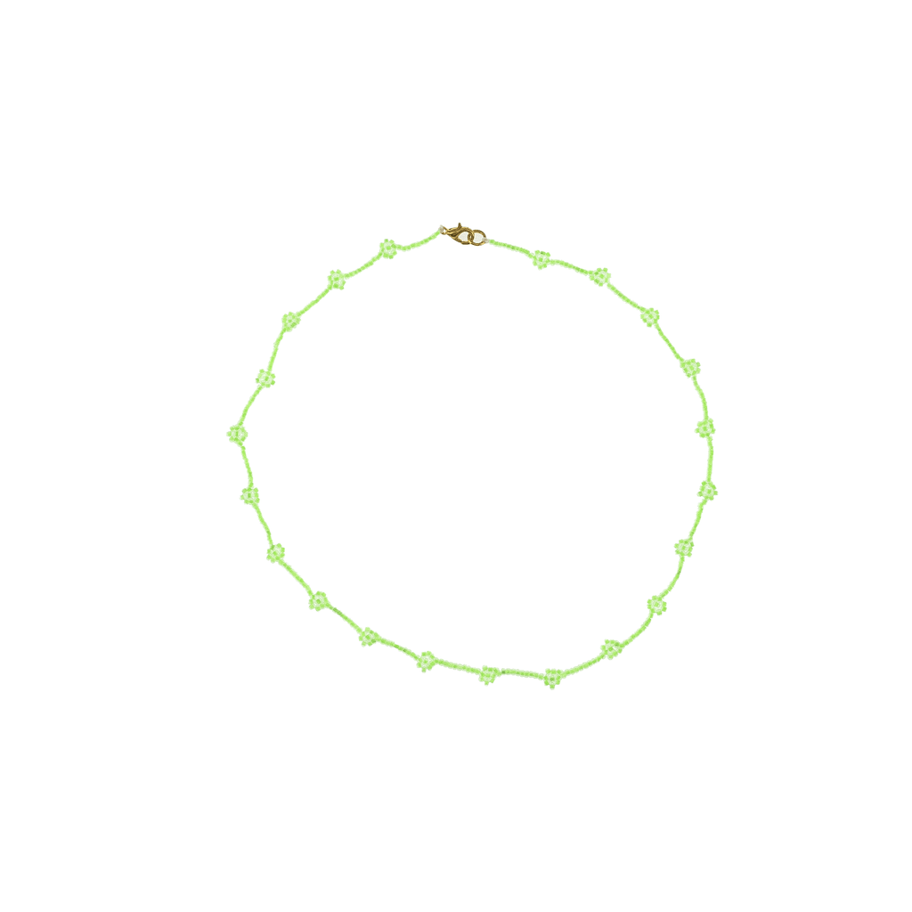 Beaded Daisy Necklace in Neon Green - Josephine Alexander Collective