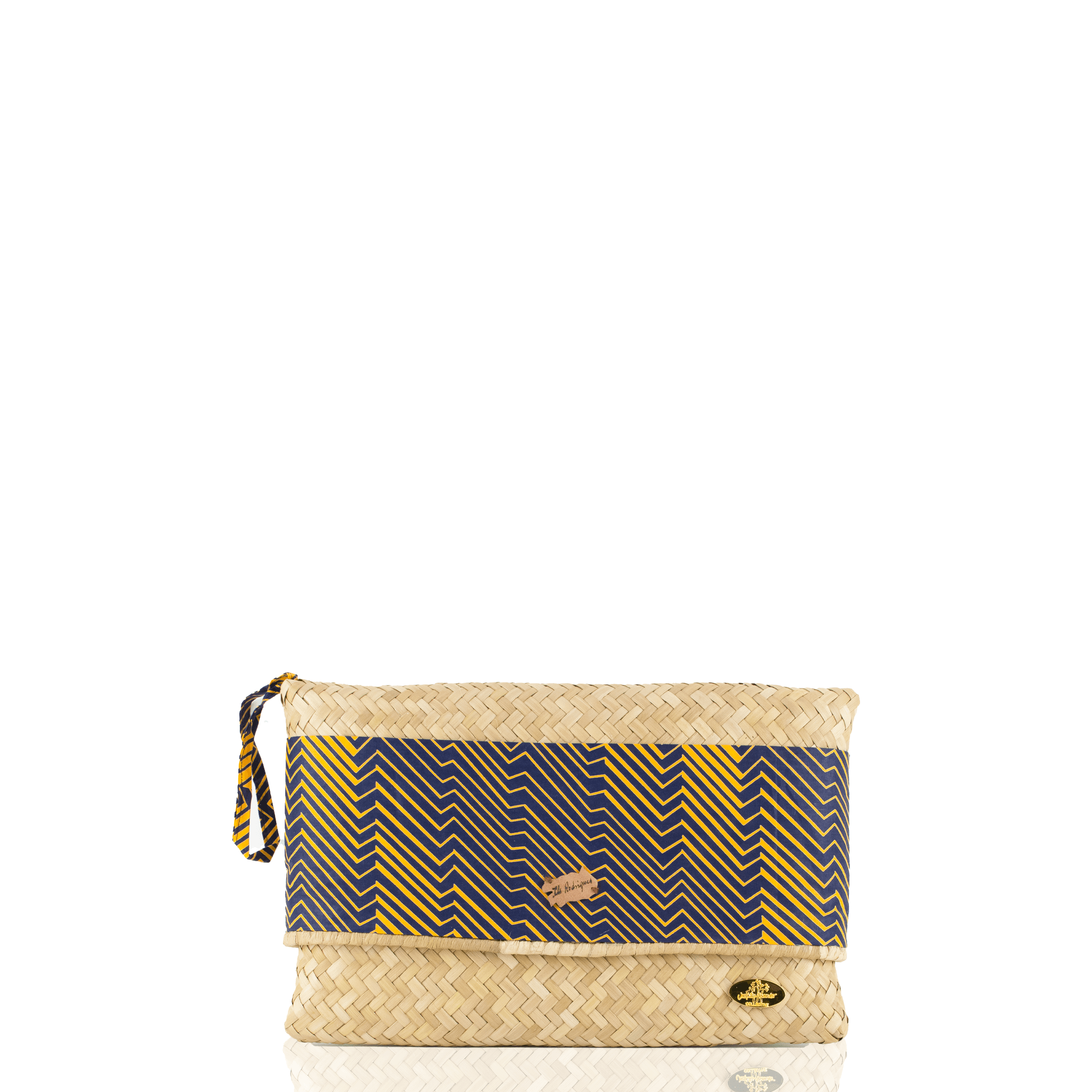 Mauritius Straw Clutch in Orange and Navy – Josephine Alexander