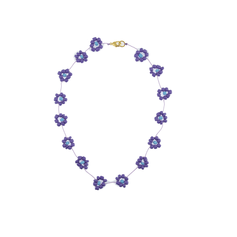 Large Daisy Chain Necklace Lavender and Blue - Josephine Alexander Collective