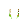 Blown Glass and Gold Hoops - Green Parrot - Josephine Alexander Collective