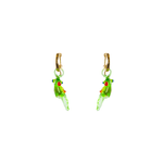 Blown Glass and Gold Hoops - Green Parrot - Josephine Alexander Collective
