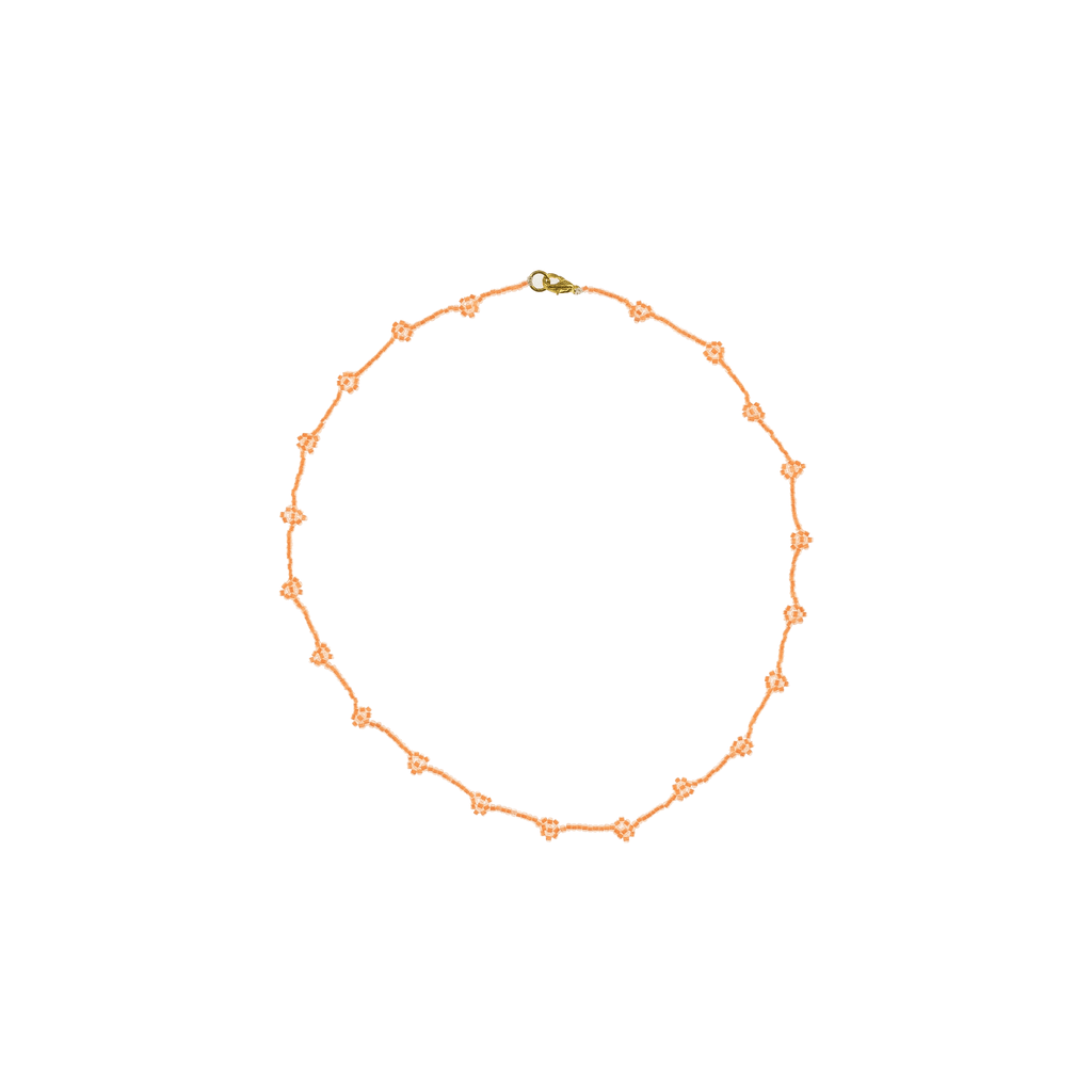 Beaded Daisy Necklace in Neon Orange - Josephine Alexander Collective