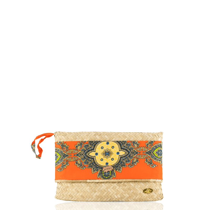 Mauritius Straw Clutch in Orange, Green and Blue - Josephine Alexander Collective
