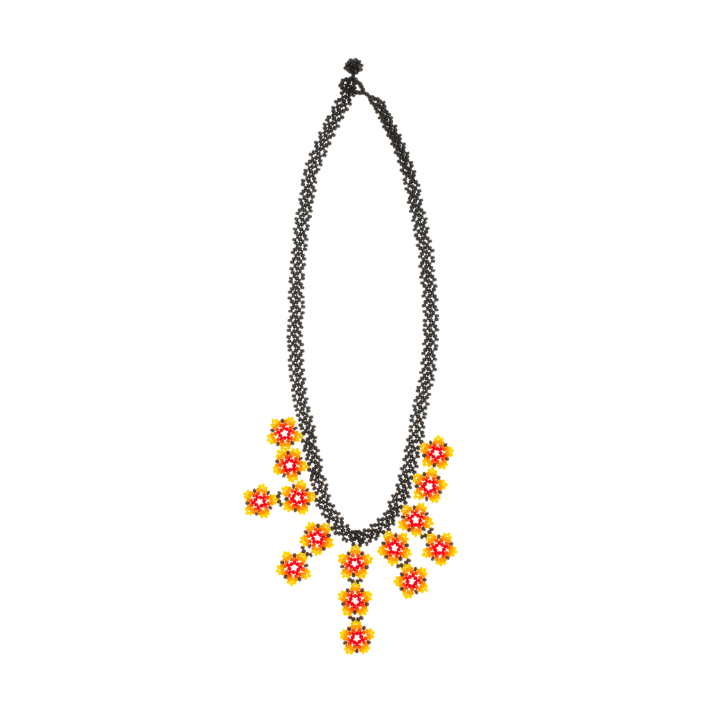 Flower Tile Necklace in Yellow and Orange - Josephine Alexander Collective