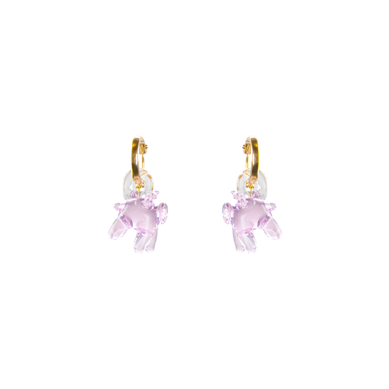 Blown Glass and Gold Hoops - Pig - Josephine Alexander Collective