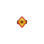 Beaded Diamond Ring in Red, Orange, Yellow and Black - Josephine Alexander Collective