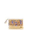 Mauritius Straw Clutch in Peach and Blue Flowers - Josephine Alexander Collective