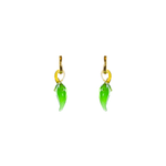 Blown Glass and Gold Hoops - Green Chili Pepper - Josephine Alexander Collective