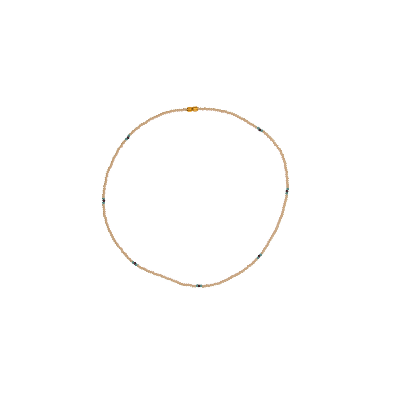 Short Beaded Necklace - Cream and Turquoise - Josephine Alexander Collective